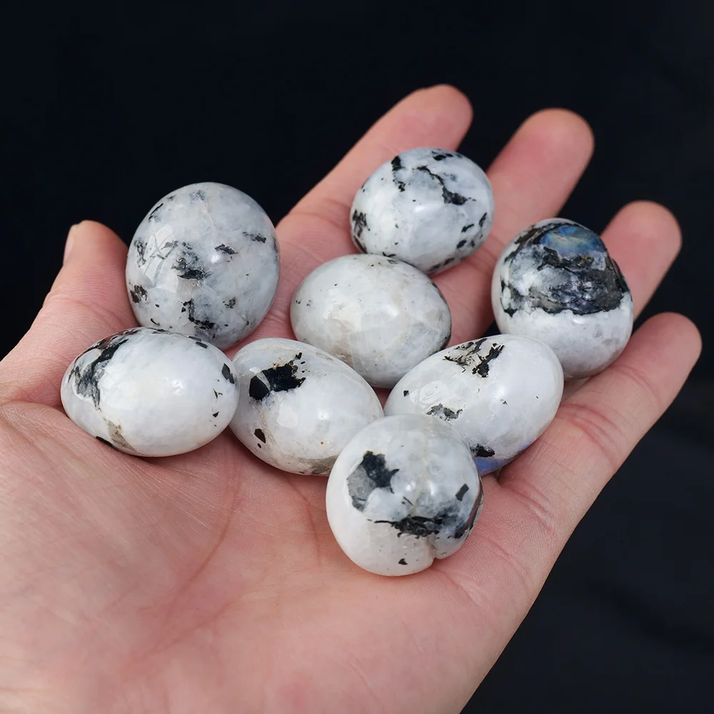 Natural Gemstones Blue Moonstone Polished Tumbled Gravel Stone Mineral Specimen Energy Massage Home Aquarium Decoration
