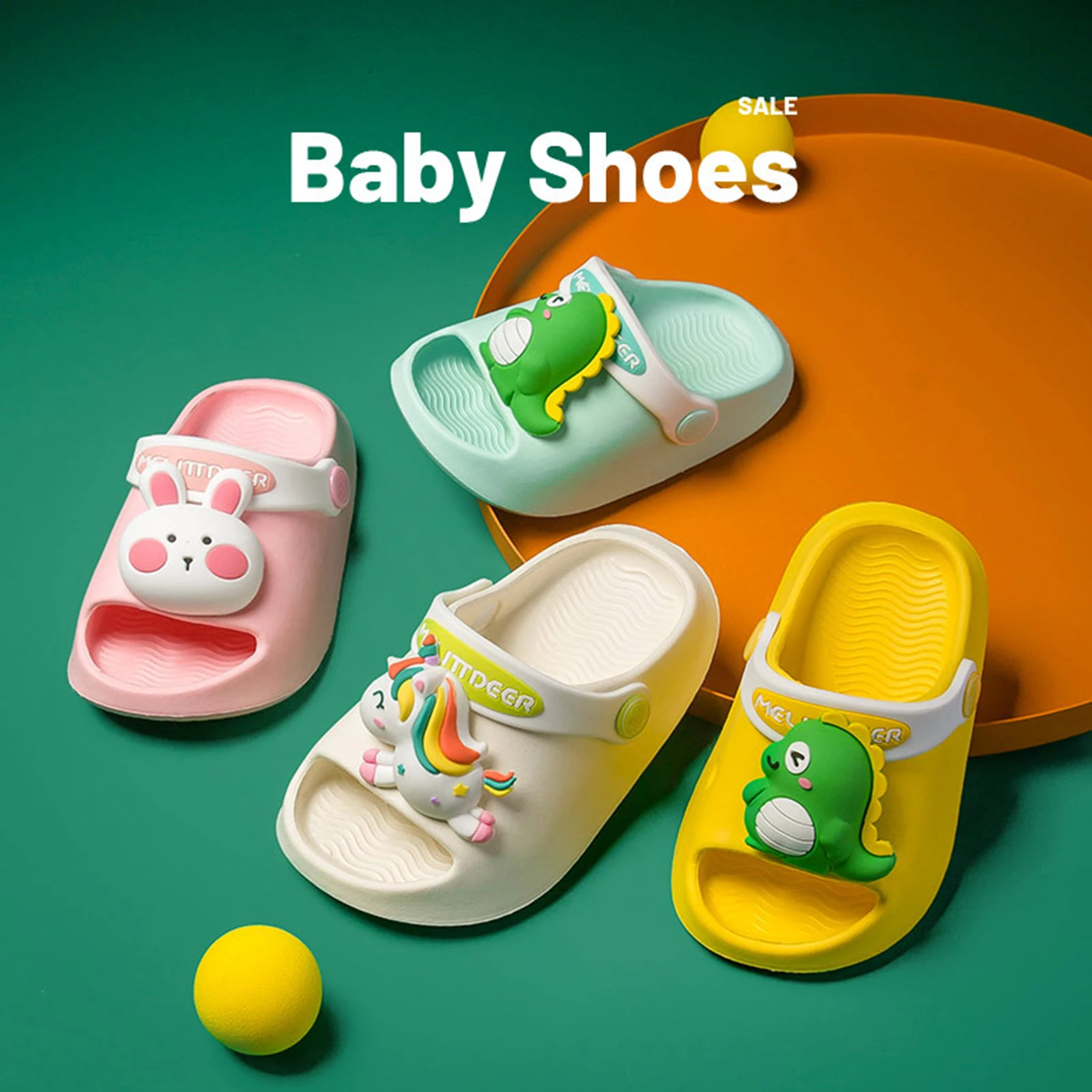 

Kids Baby Summer Lovely Cartoon Thick Bottom Slippers Girls Non-slip EVA Indoor Home Bathroom Sandals