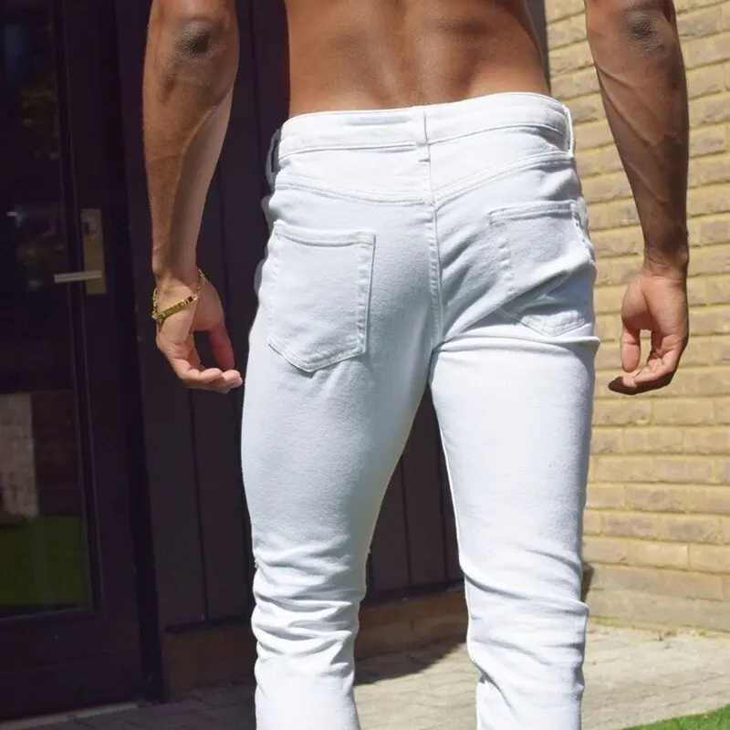 Men Ripped Jeans Spring Summer Autumn Fashion Casual Hole Slim Fit Skinny Stretch Long Denim Pants Streetwear