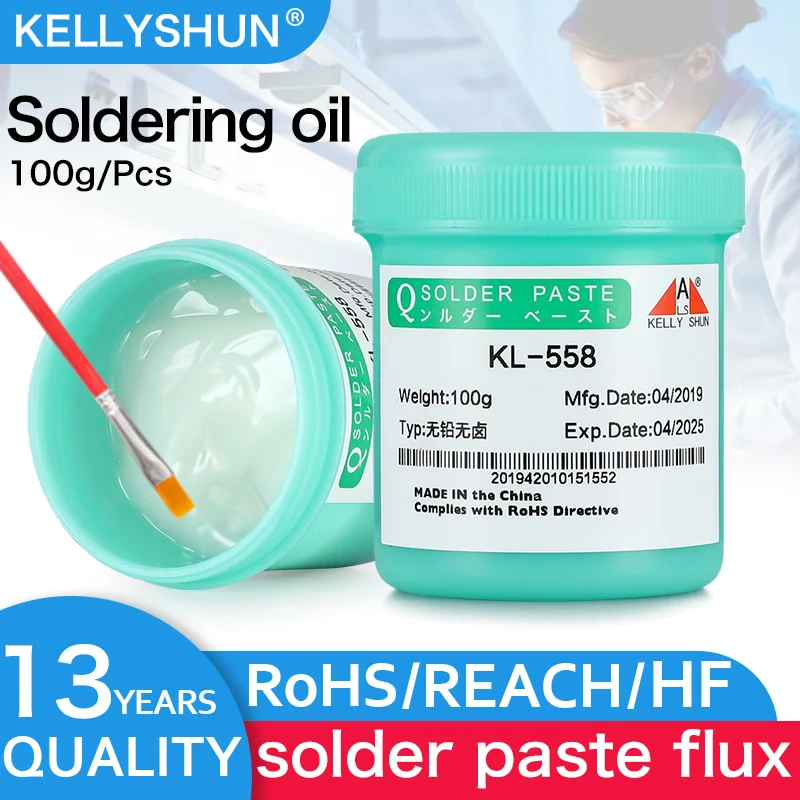 KELLSHUN 납땜용 솔더 용접 플럭스, 신형 무연 KL-558 칩, LED BGA SMD PGA PCB DIY 수리 도구 주석 페이스트, 100g