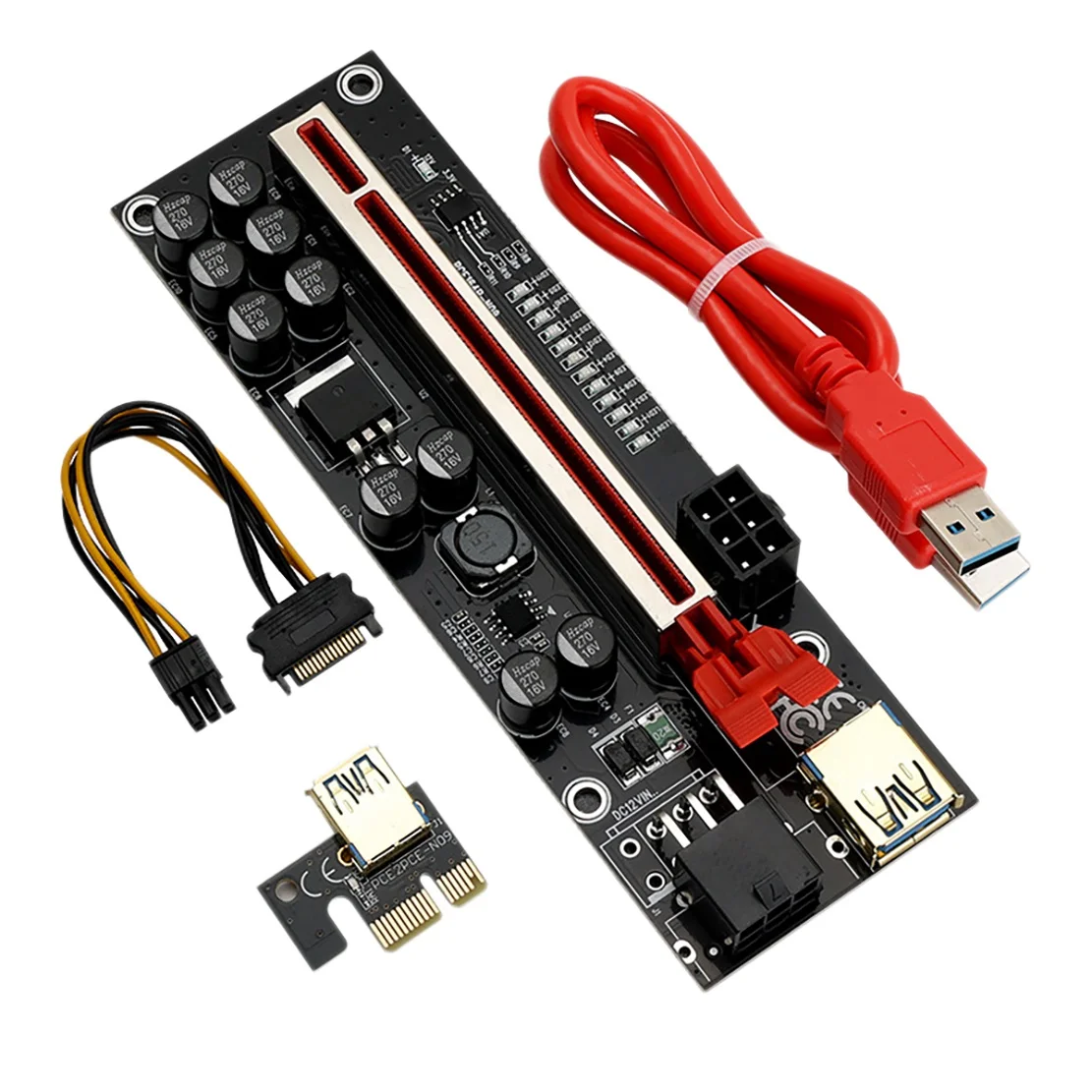 

Видеокарта VER011S PCI-E, 1X до 16X, USB 3,0, 60 см, 10 твердых конденсаторов