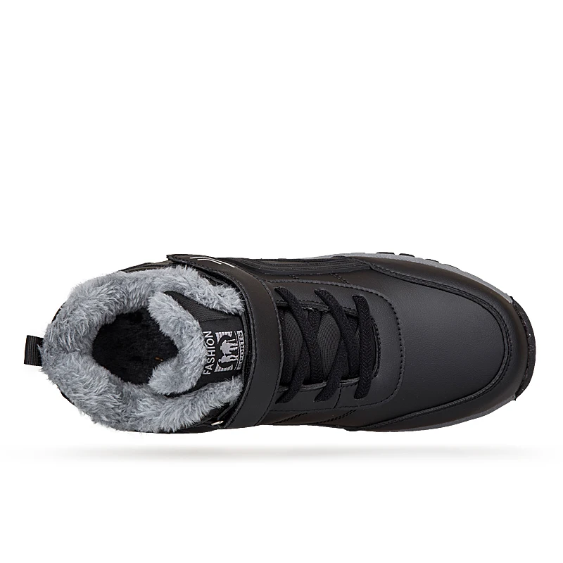 Men Leather Boots Winter Men Boots Plush Leather Waterproof Sneakers Climbing Outdoor Non-slip Warm Hiking Ankle Unisex Women