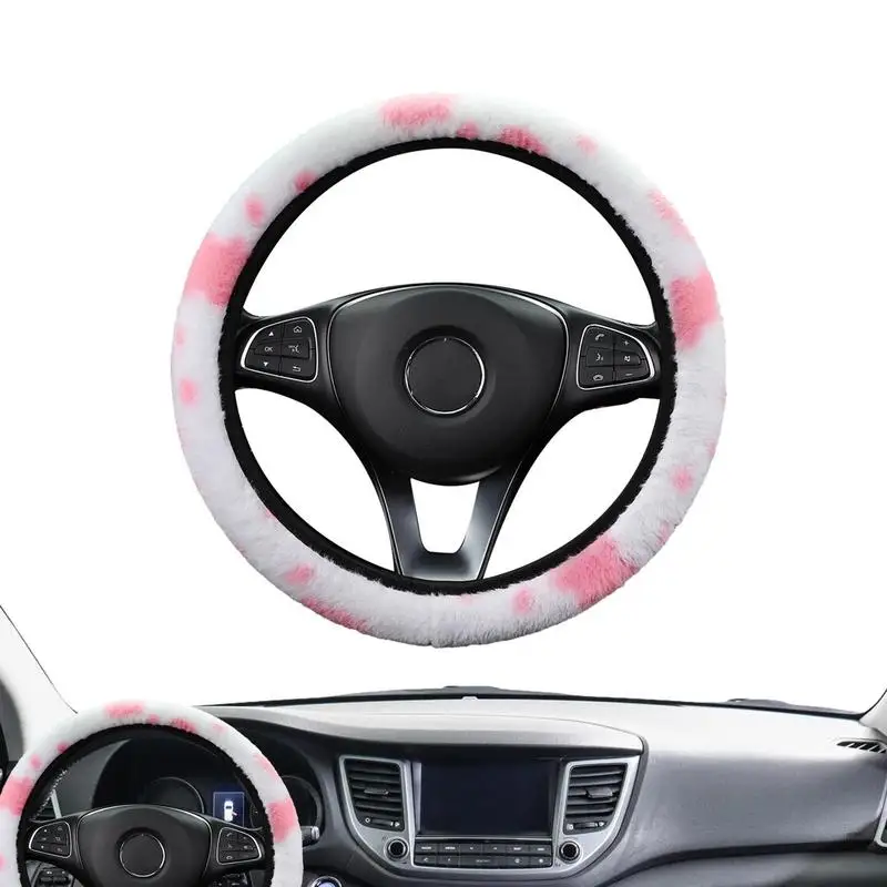 

Warm Faux Fur Steering Wheel Cover Fur Fluffy Thick Auto Car Steering Wheel Plush Cover Soft Wool Decoration Car