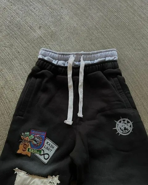 Y2K New Double Waisted Sweatpants Mens Womens Harajuku Retro Letter Graphics Embroidered Gothic Straight Casual Pants Trousers 3