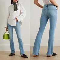 A 2024 Early Spring New FD Same Light Blue High Waist Micro Flared Feet Opening Slim Fit Denim Women's Pants FD389 1