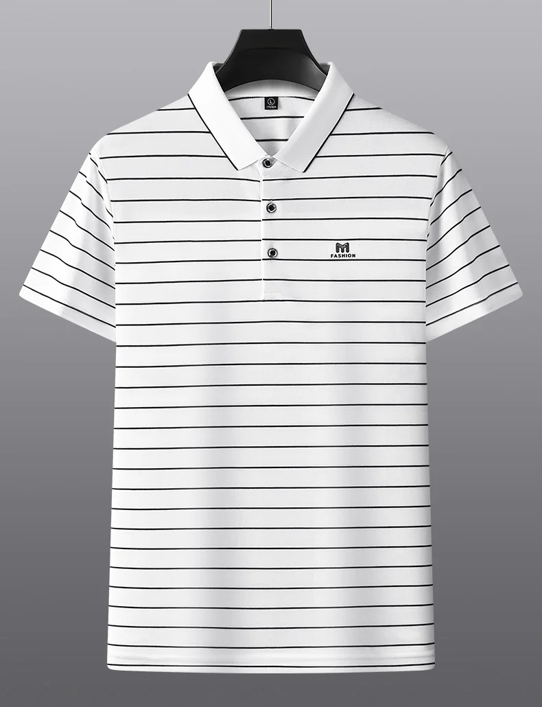 High-end fashion letter embroidery short-sleeved POLO shirt Men's casual T-shirt summer stripe business Paul shirt Men's wear 22 S0a9afc793f914a15af03838915f1414eY