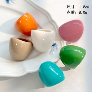 Colorful Candy Acrylic Resin Rings – Oval Large Geometric 1