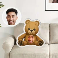 Customized photo teddy bear plush pillow DIY fun face cushion, perfect gift for friends and family, perfect for and Christmas 1
