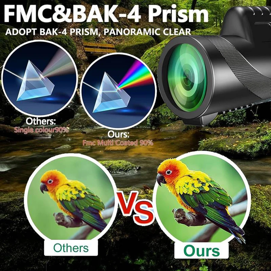 80X100 Powerful Monocular telescope for Long-distance Observation with HD Field of View suitable for Outdoor Camping Hunting 3