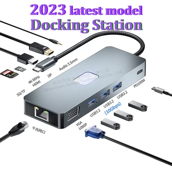 USB 3.2 Gen 10GBPS 전송 RJ45 1000M VGA MST 허브 Thunderbolt 도킹 스테이션 노트북 MacBook 용 HDMI DP 4K 60HZ Dell Lenovo HP Asus Huawei Xiaomi Samsung