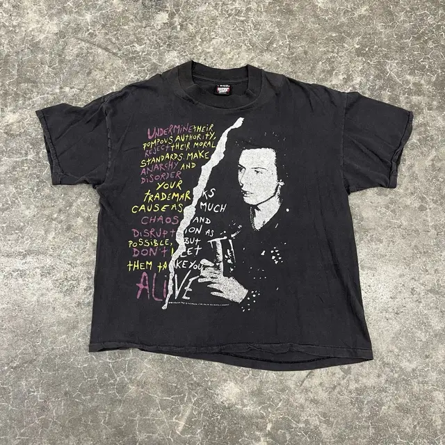 Vintage 1986 Sid Vicious Sex Pistols Punk Rock Black T Shirt Size 