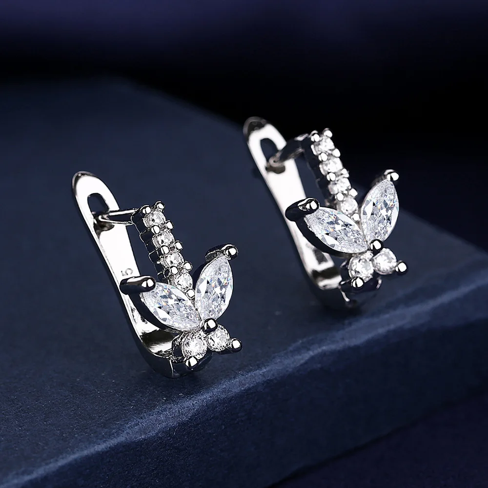 

Eparbers Trendy Charming Butterfly Coloful Crystal Zircon Clip on Hoop Earrings Wedding Earrings for Women Wedding Party Jewelry
