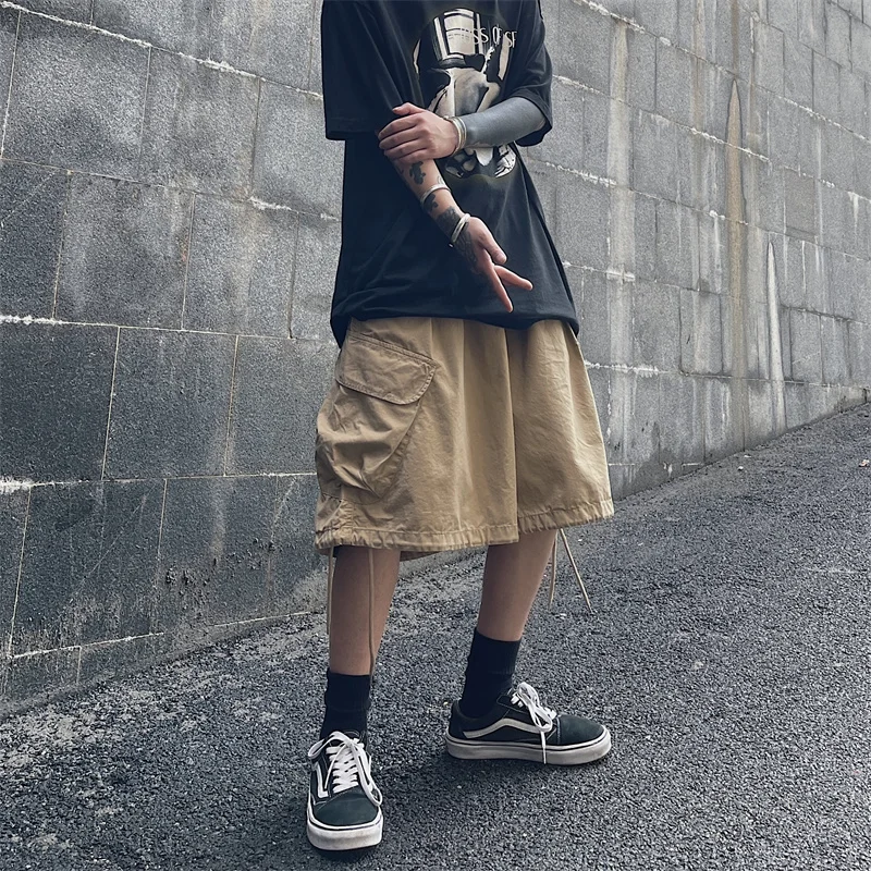Calf Length Cotton Shorts Men Summer Fashion Shorts Multi-Pockets Bermudas Male Summer Clothing Streetwear Plus Size Shorts