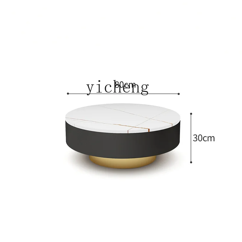 

YY Nordic round Tea Table Light Luxury Modern Small Apartment Stone Plate Coffee Table Living Room