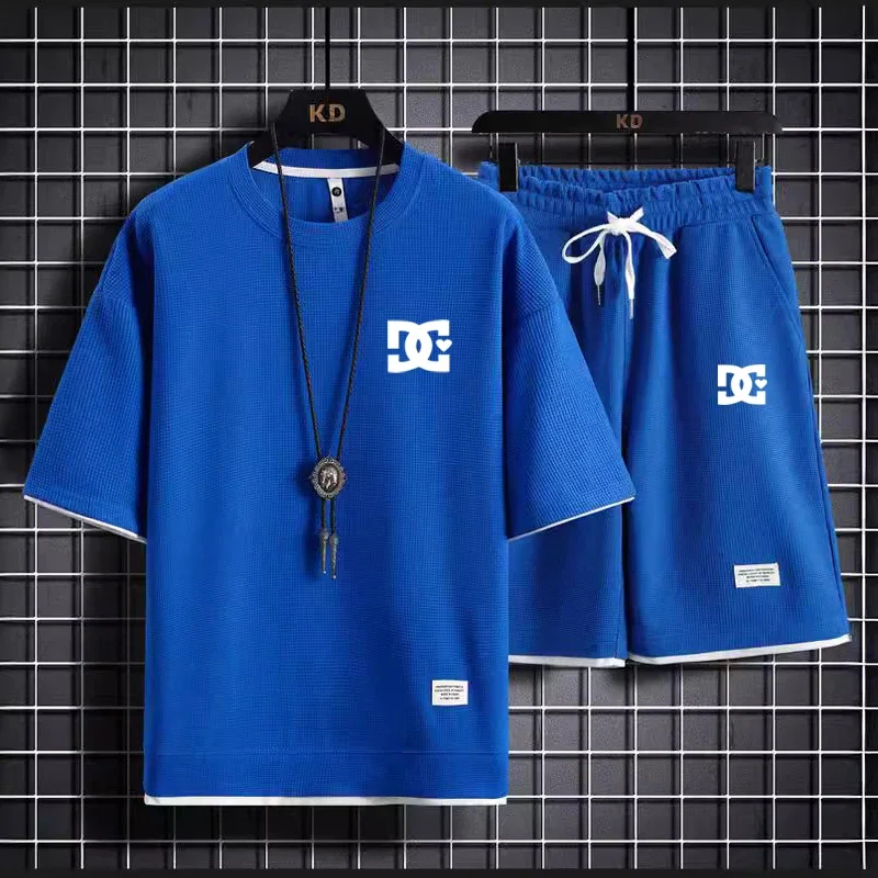 

Summer brand Men's 2-piece casual T-shirt + Sports shorts Men's tracksuit Fashion jumper short sleeve couple tracksuit
