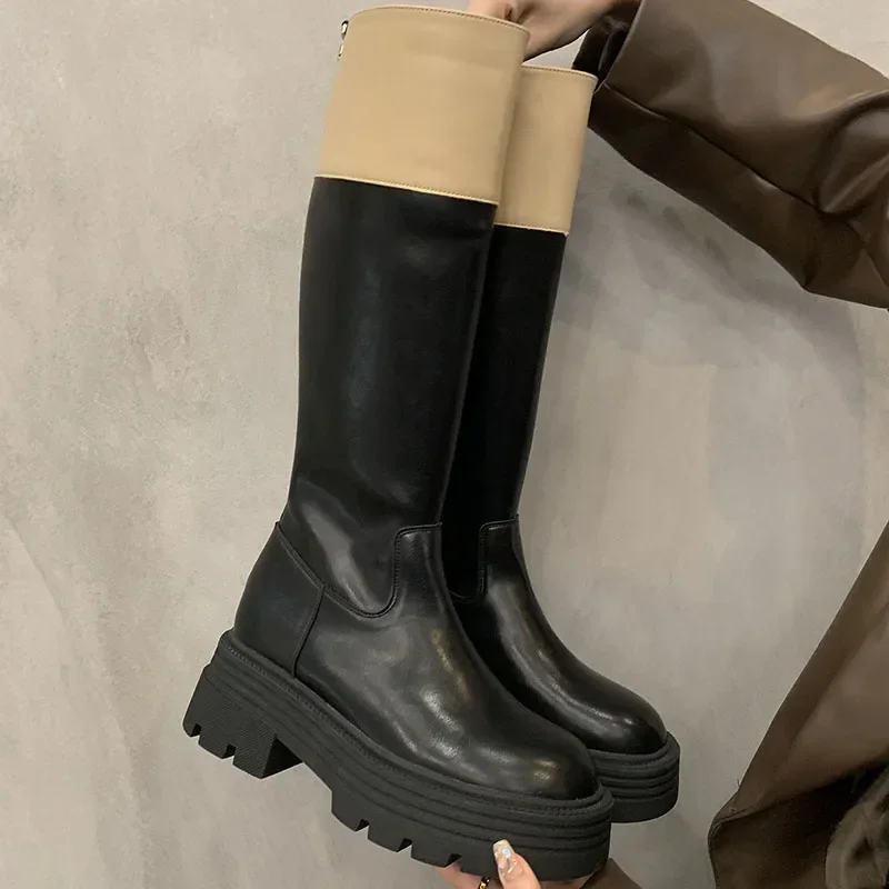 2023 Platform Women Knee High Boots Fashion Thick Bottom Ladies Elegant Long Knight Booties Winter Mix Colors Women's Footwear