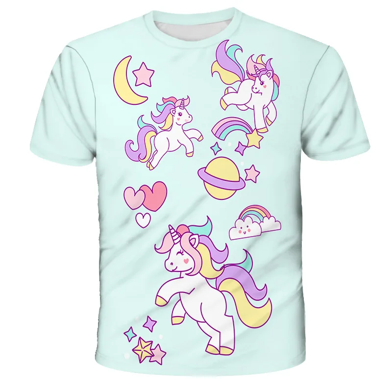 cool shirts Baby Girl Unicorn Clothing Set Princess Girl Clothes 3D Print T Shirt + Short Pant Kids Clothes Outfit Infant Clothing For 4-14Y friends t shirt