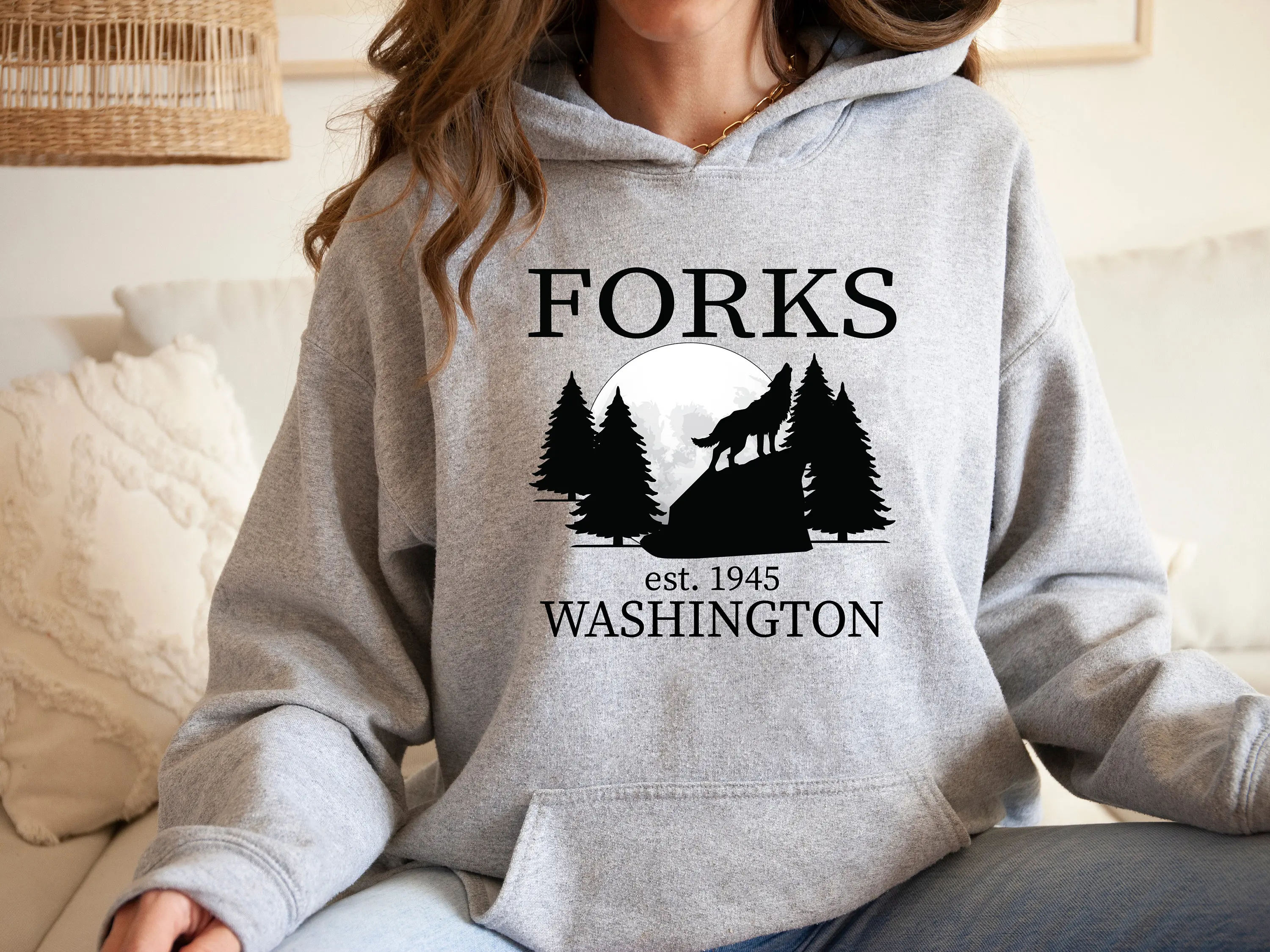 

Forks Washington Sweatshirt Wolf Themed Hoodie For Women Camping Shirt Vacation Sweat Gift Weekends Trip Shirt Y2K Hoodies