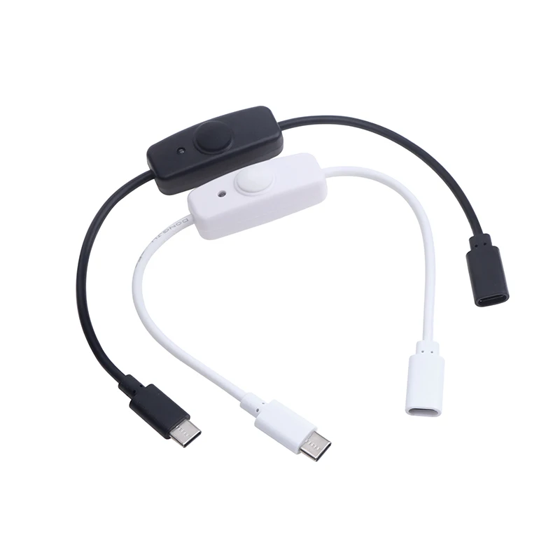 새로운 판매 USB 타입 C ON/OFF 스위치 전원 버튼 포함 30CM 충전 연장 케이블 범용 타입-C 연장 케이블
