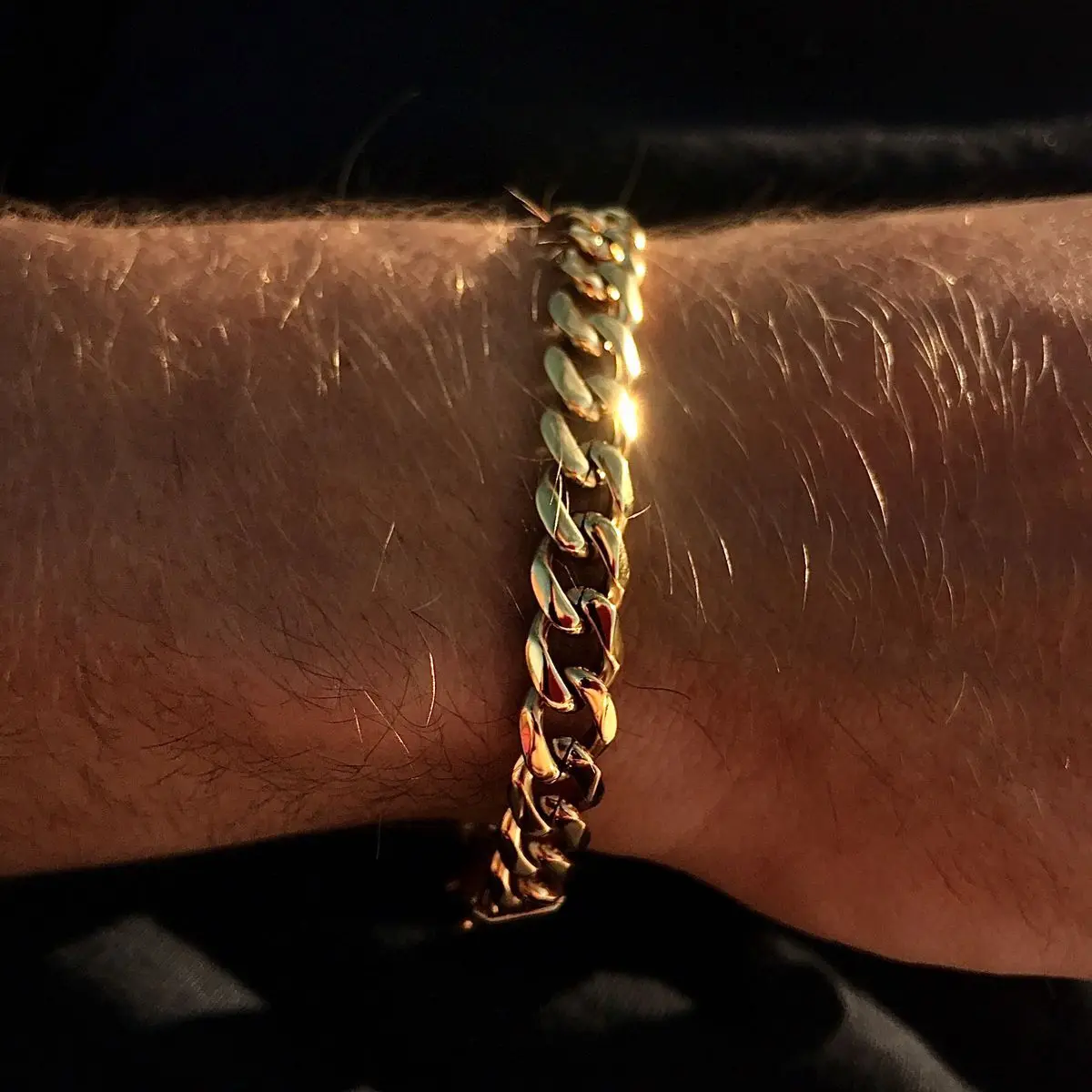 Gold Color Cuban Chain Bracelets for Men,6/8/10/12MM Stainless Steel Chain Link Wristband,Casual Hip Hop Male Jewelry Gift 1