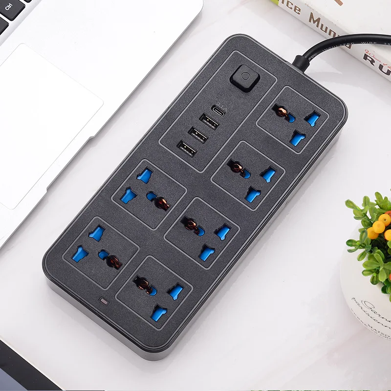 Power Multi Tap Universal Plug EU US UK Outlet Power Strip 1.8m Extension Cord AC Type C USB Port Charge Electrical Socket