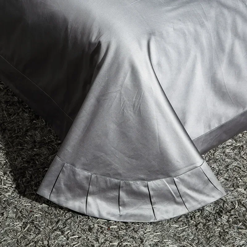 Luxury Gray Red 1000TC Satin Egyptian Cotton Bedding set Gold Royal Embroidery Queen King Duvet Cover Bed Linen/sheet Pillowcase - Image 4