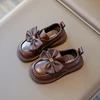 Children Leather Shoes Chunky Solid Color Stylish Kids Shoe Spring Bowknot Morden Daily School Comfy Girl's Mary Janes 26-36 4