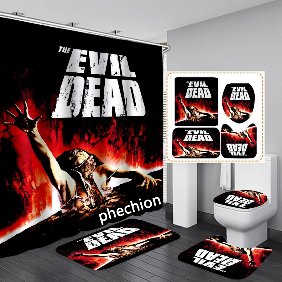 

Занавеска для душа phechion VR207 с 3D принтом злых мертвецов, водонепроницаемая занавеска для ванной комнаты, Противоскользящий коврик для ванной комнаты, набор ковриков для туалета