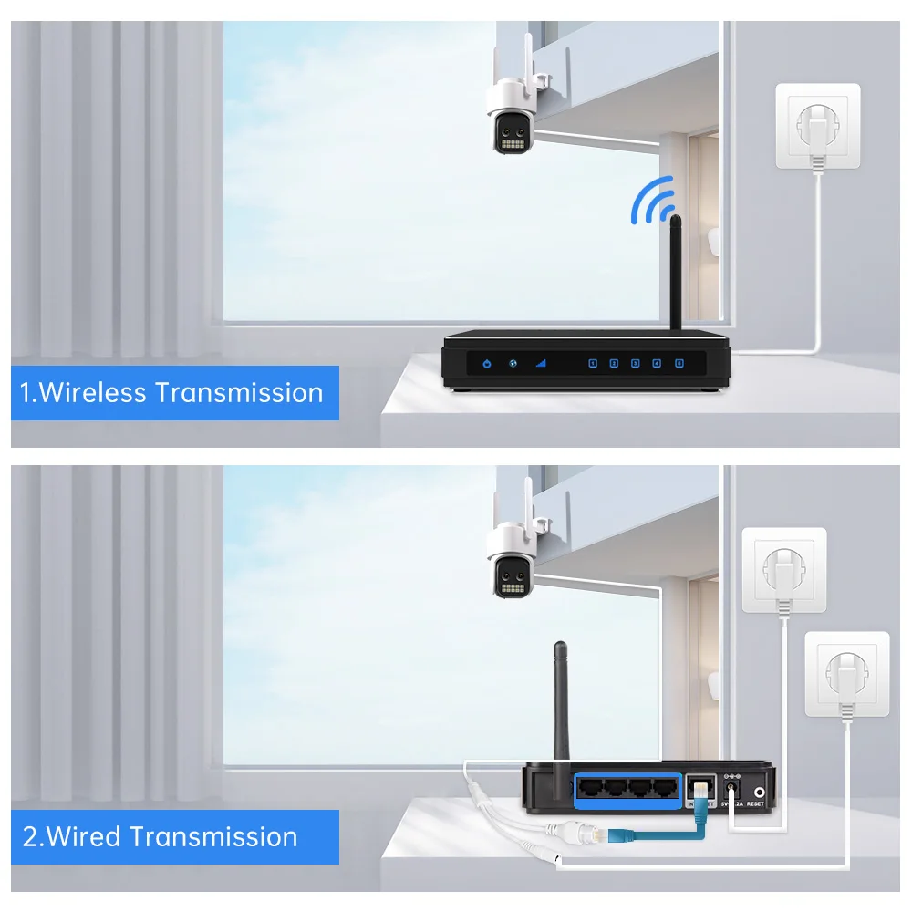 10MP WiFi Camera PTZ Outdoor Dual Len Human Detection 8X Digital Zoom Two-Way Au