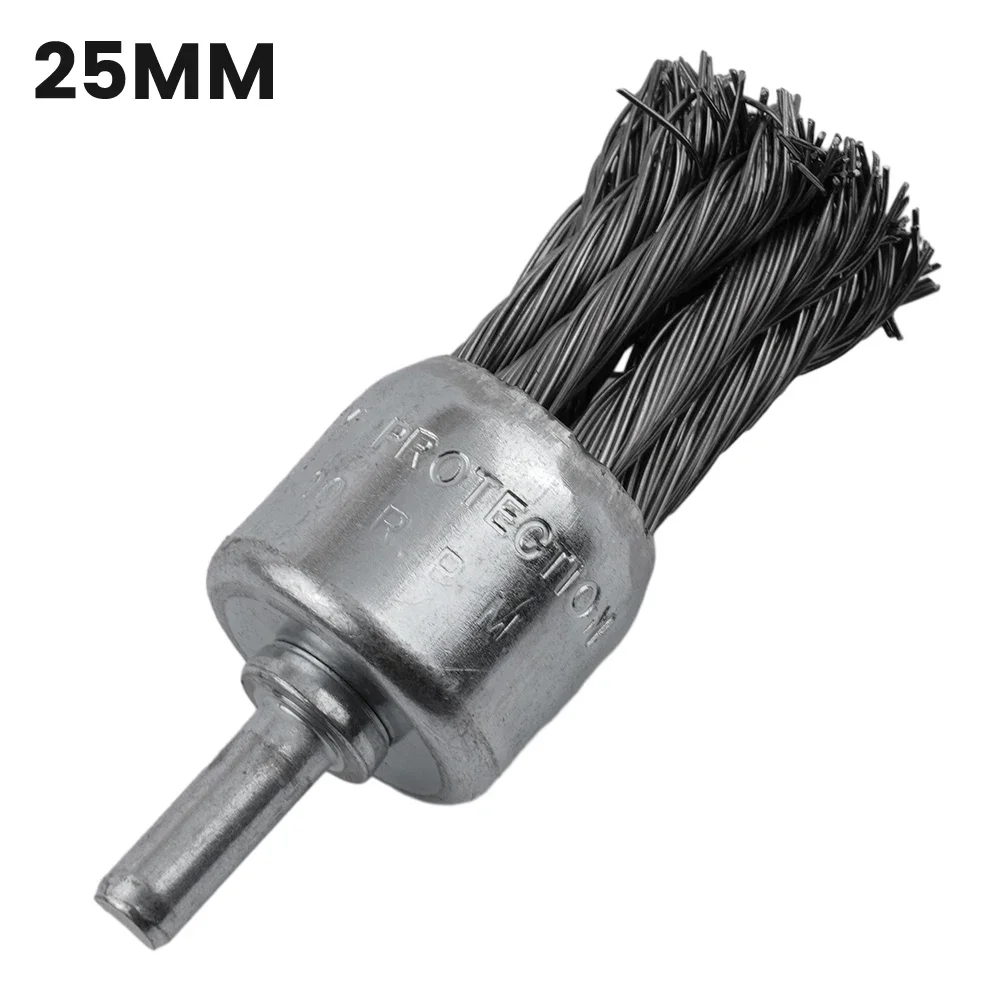 25/20mm Steel Brush Knot Wire End Brush Rust Paint Removal Tools With Shank For Die Grinder Or Drill Polishing