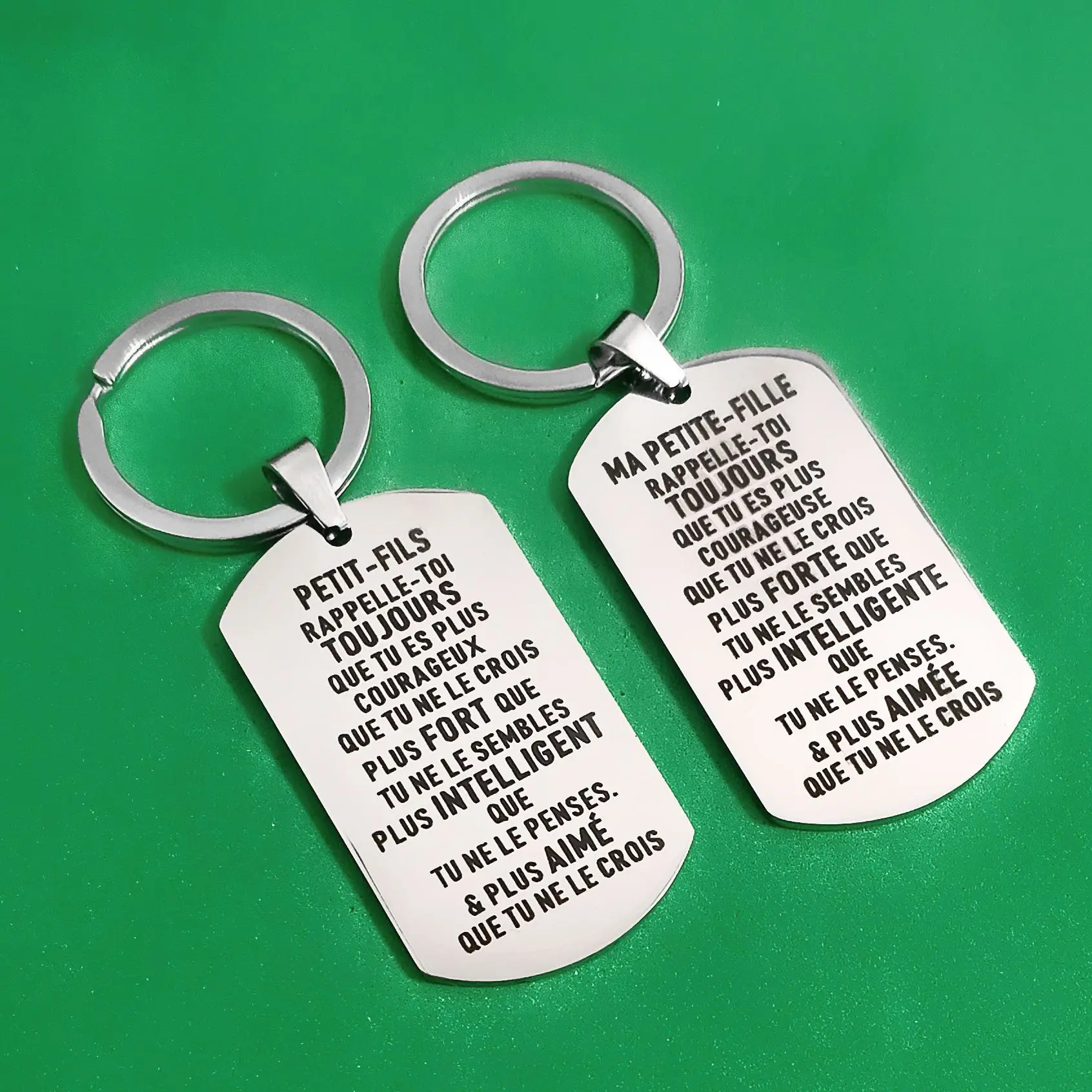 Military Tags Carabiner For Keys Birthday Petit-Fils Ma Petite-Fille Keyring Creative Gifts Stainless Steel Ornaments Wedding