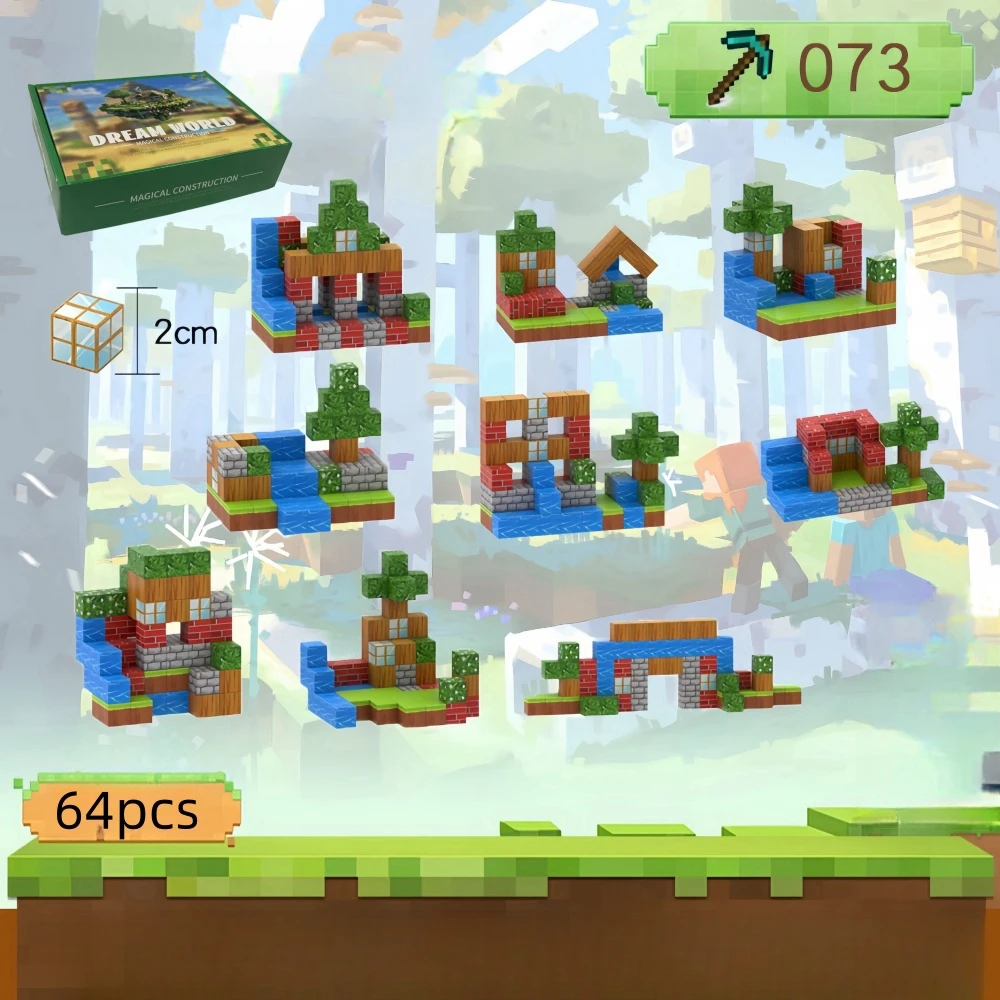 Model Set Magnetic Building Blocks Cube Construction Toys My Famous Scene World Children Educational Toys Birthday Gift