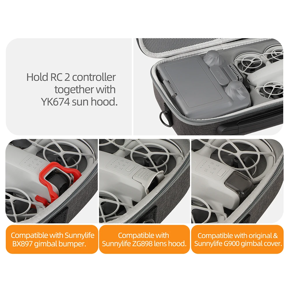 Portable Carrying Case Protective Shoulder Bag Carrying Bag Shockproof Case for DJI Neo Drone and RC 2 Remote Controller