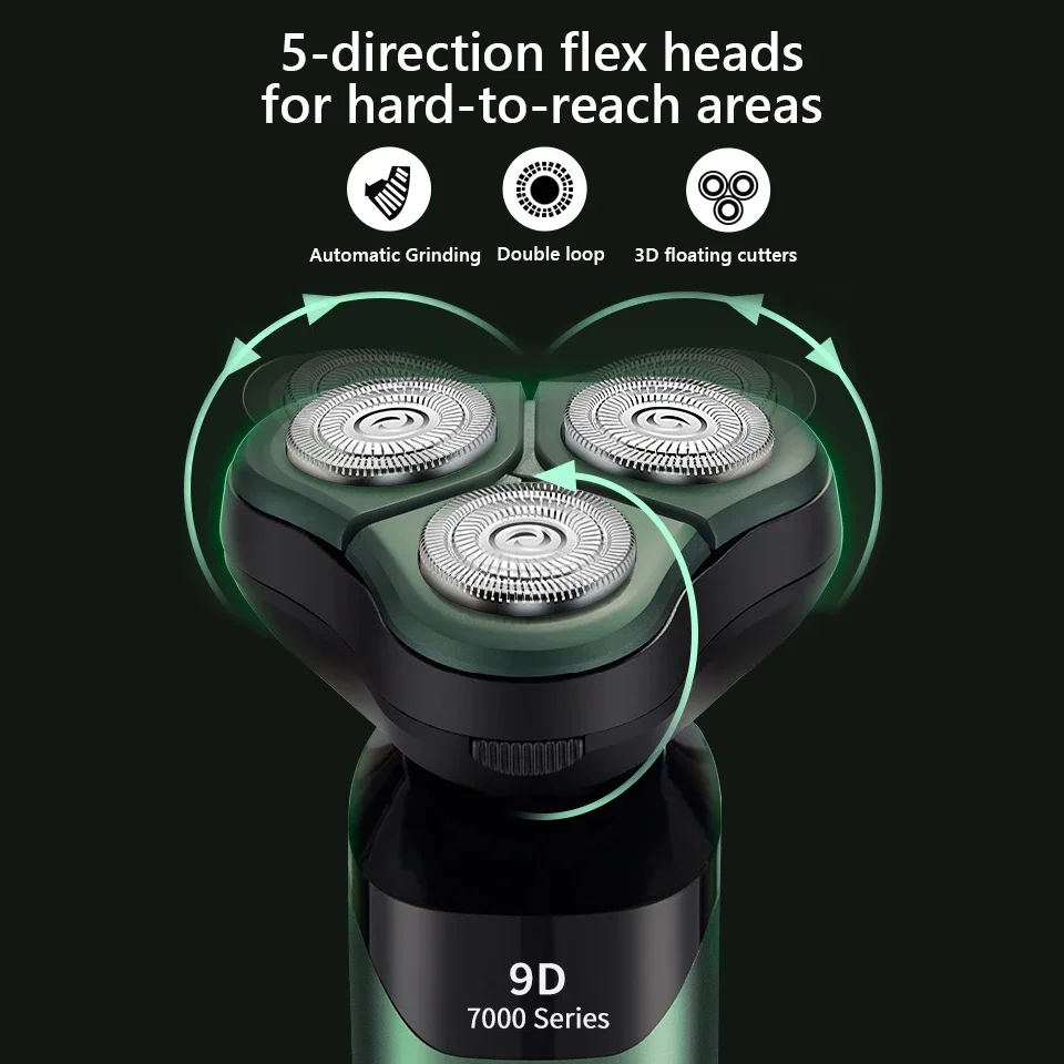 4 In 1 Rechargeable Smart Razor Waterproof Shaver Type-C charge Electric Shaver LCD Digital Display Three-head Floating Razor 6