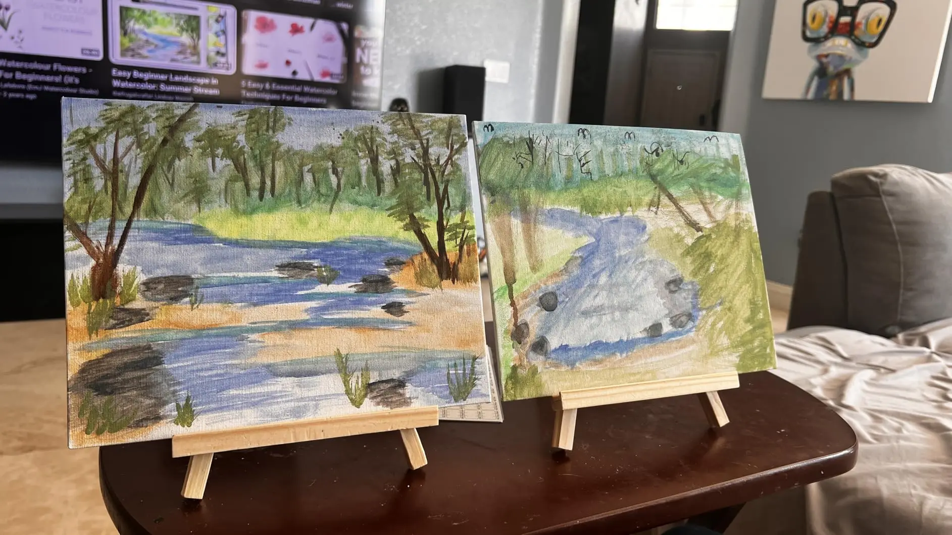 Mini-Staffeleien aus Holz, kleine Tischstaffeleien, dreieckige Künstler-Staffeleien zum Präsentieren von Leinwandgemälden und Hochzeiten – Detail 3