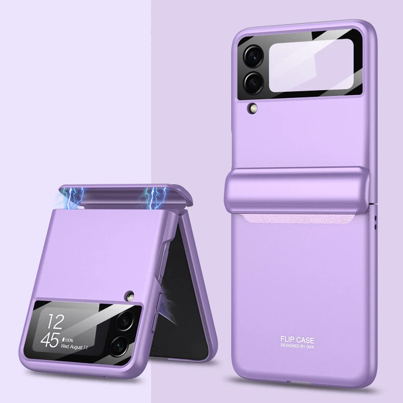 Luxury Case for Galaxy Z Flip 3 4 5G Magnetic Hinge Full Protection Cover Camera Glass Business Hard Back Case for Z Flip3 Flip4