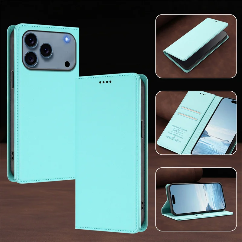 Luxury Magnetic Flip PU Leather Wallet Phone Case with Anti-Theft and Anti-Fall Protection