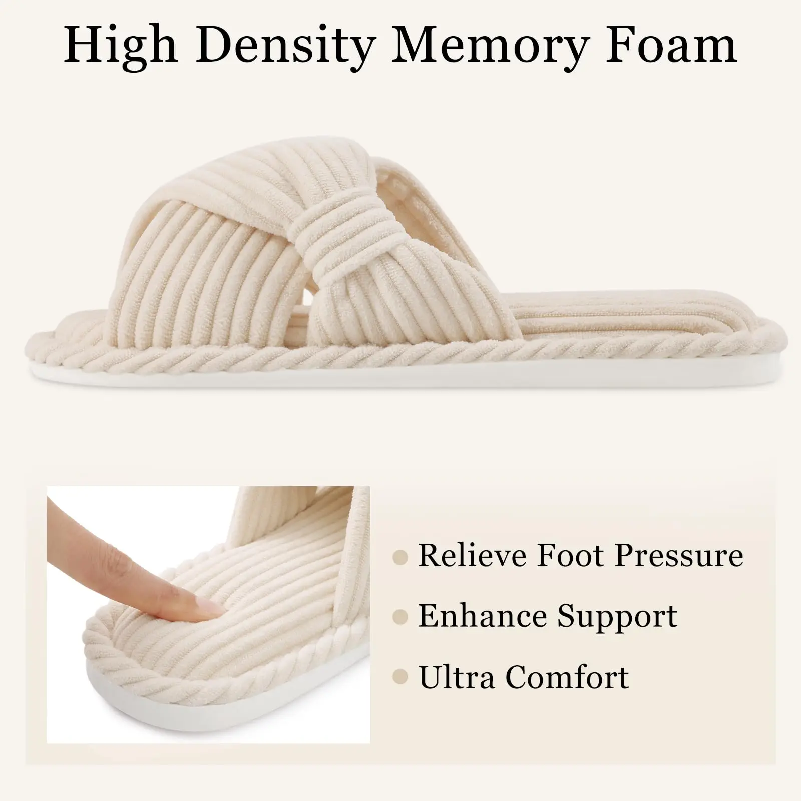 Goosecret Flat Slippers Bedroom Slides Memory Foam Warm Slippers For Women Fashion Casual Soft Soft Home Shoes Open Toe Corduroy 3