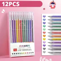 18/12pcs Glitter Gel Pens Set,Quick-Drying Metallic Ink,Fine Point for Drawing, Book Doodling, Art Marking with Storage Case 6