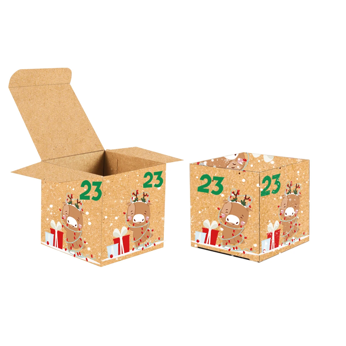 Festive Advent Calendar Set: Kraft Paper Candy Boxes for Christmas Countdown & New Year Celebrations (24 Pieces)