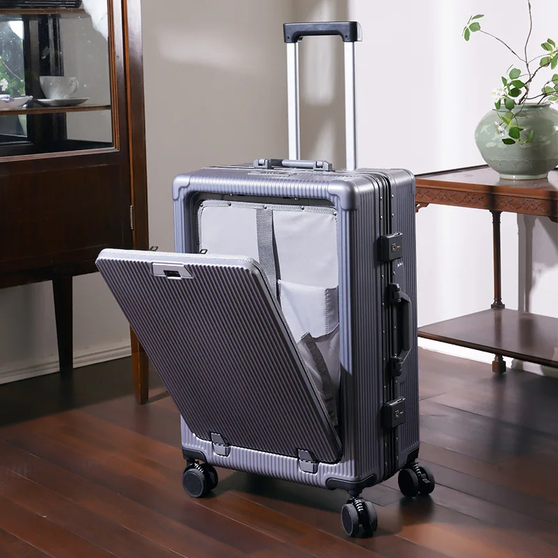 Luggage  New Multi functional Trolley Box Universal Wheel Password Boarding Box  Side Opening Computer Suitcase Business Luggage