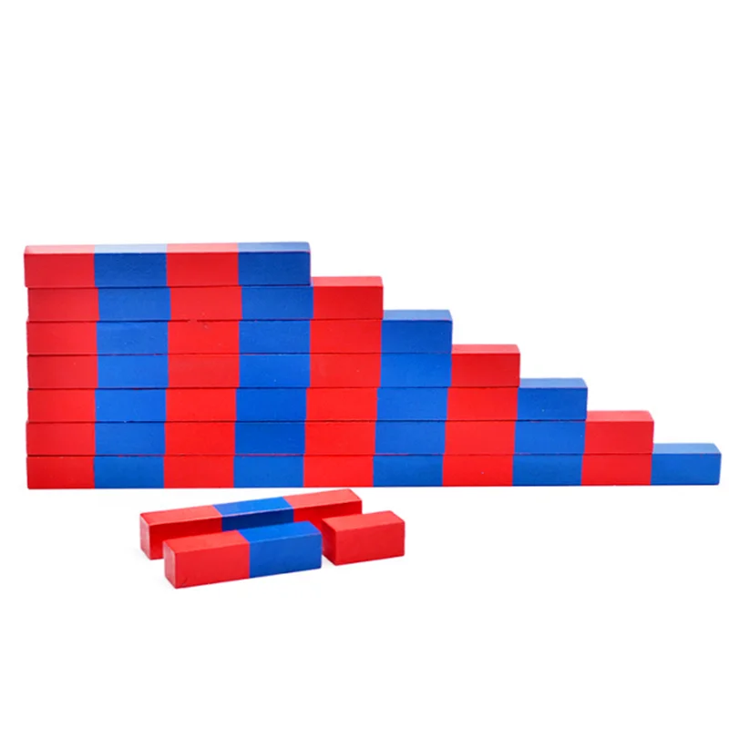 Baby Toy Numerical Rods Montessori Mathematics Red & Blue Rods Bar Math Toy Learning & Education Classic Wood Kids Toys