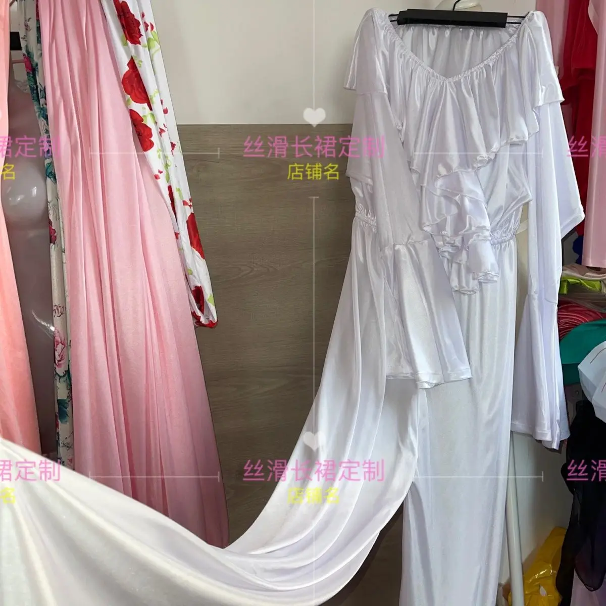 Autumn Spring Glossy Satin Silk Ruffles Jumpsuit Sexy Women Flare Sleeve Loose Wide Leg Pants Beachwear