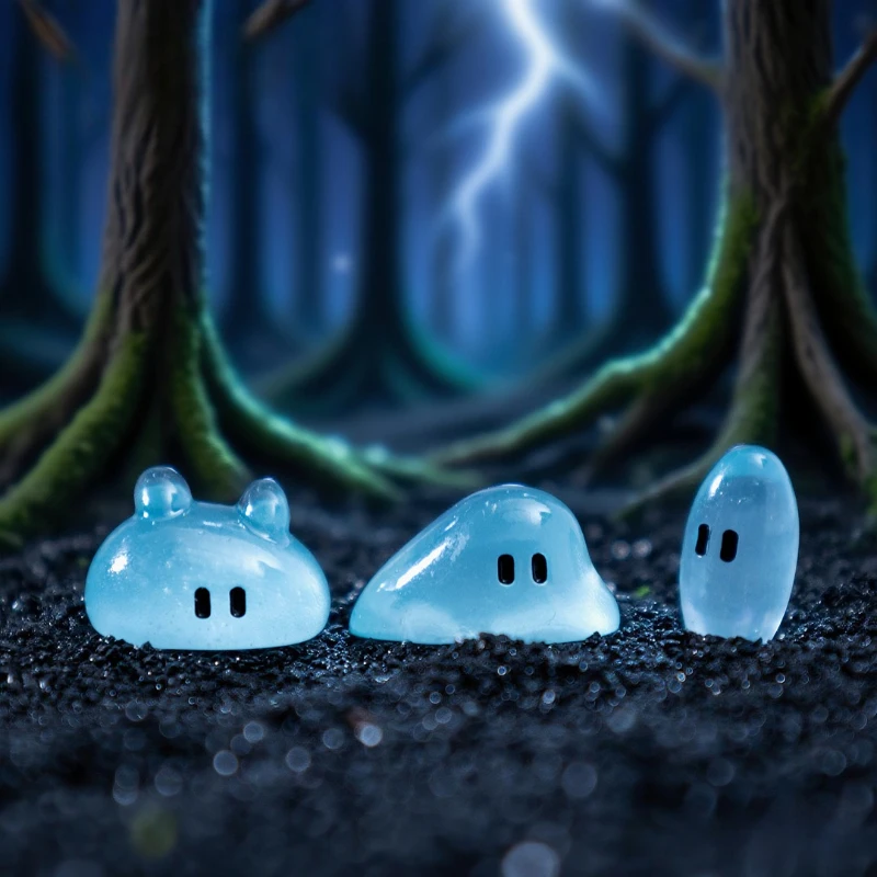 3pcs Luminous Ghost Figures Glowing At Night Action Figure Mini Micro Landscape Miniatures Halloween Decoration Gifts