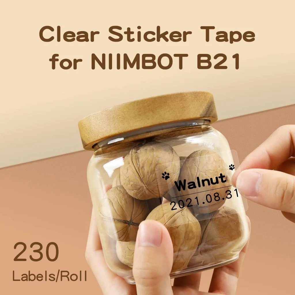 Niimbot B1/B21/B21_Pro/B3S/B31 Transparent Label Sticker Waterproof Oil Proof No Glue Residue Thermal Circular Label Paper Name printer supplies