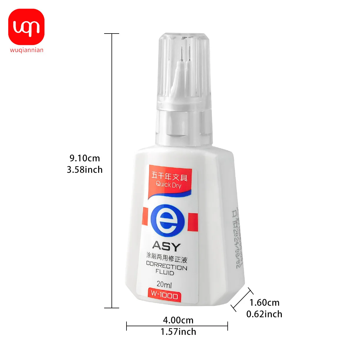 WQN 퀵드라이 수정액, 20ml, 흰색, 사용이 간편하며, 짧은 건조 시간, 1/3/6개 팩으로 제공