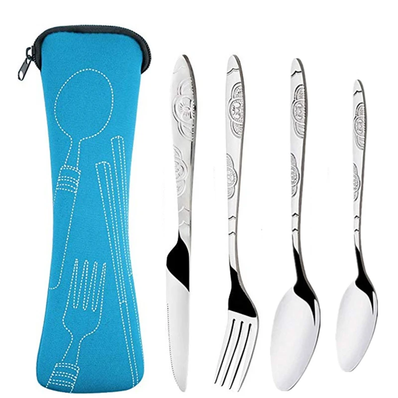 Portable Printed Knifes Fork Spoon Stainless Steel Dinnerware Set 3Pcs/4Pcs/7Pcs cutlery set,western style cutlery set,picnic cutlery set,stainless steel cutlery set,picnic tableware,camping cutlery set