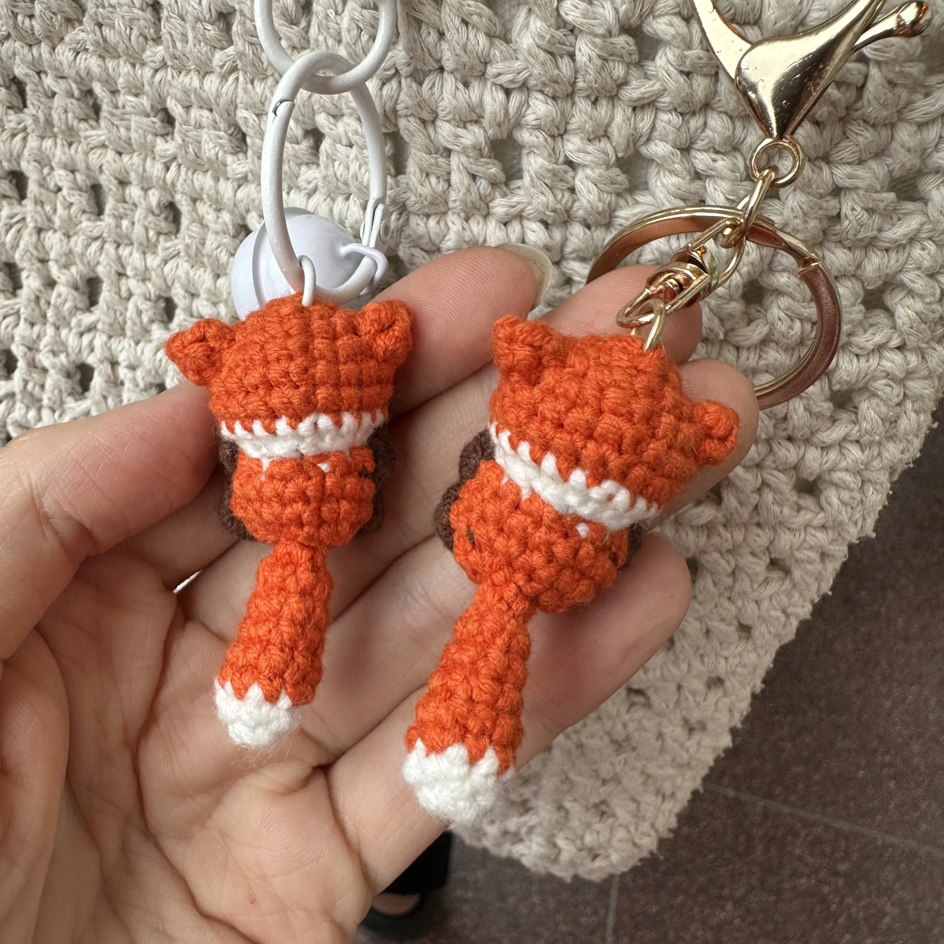 Mini Crochet Fox Keychain – 3cm Handmade Charm