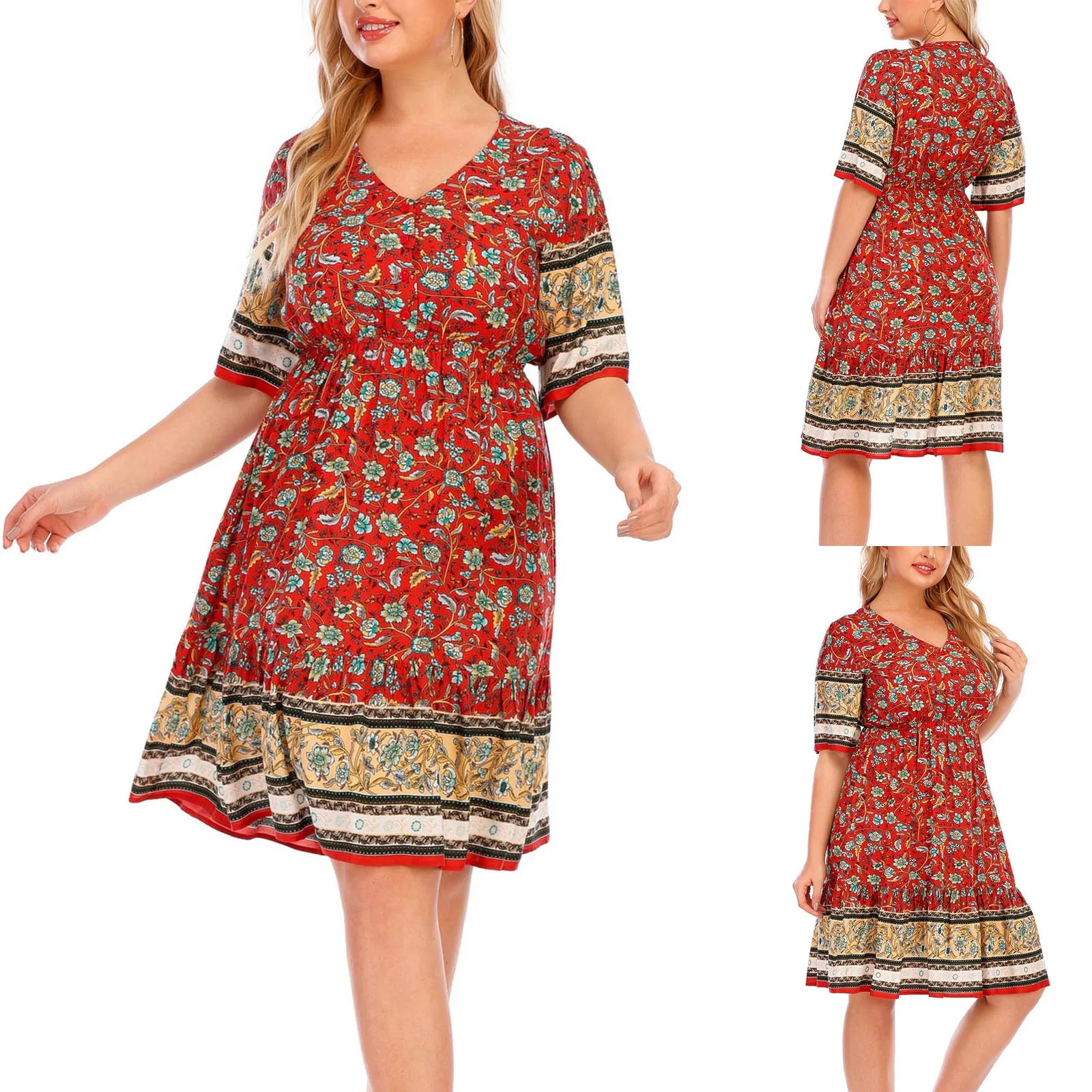 

Женское облегающее богемное платье, свободная летняя одежда с цветочным принтом для женщин, летние женские платья 2023, платья