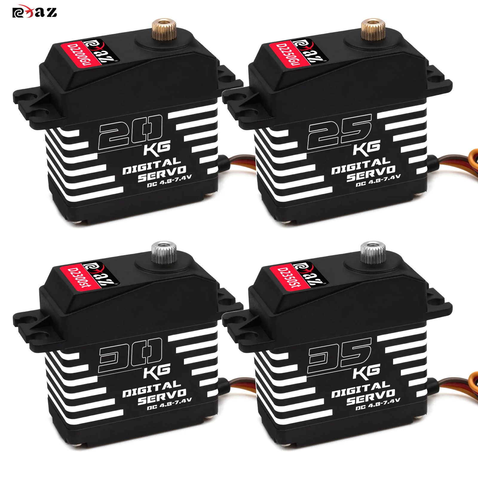 Rcaz High Torque Digital Servo 20KG 25KG 30KG 35KG Metal Gear Waterproof Servo DC 4.8-7.4V for 1/8 1/10 RC Crawler Car Robot Boa